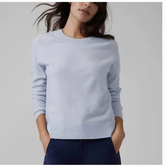 Athleta Extra Fine Merino Wool Sweater Women Size XS Snowfall Blue Hawthorn Crew - Picture 1 of 10